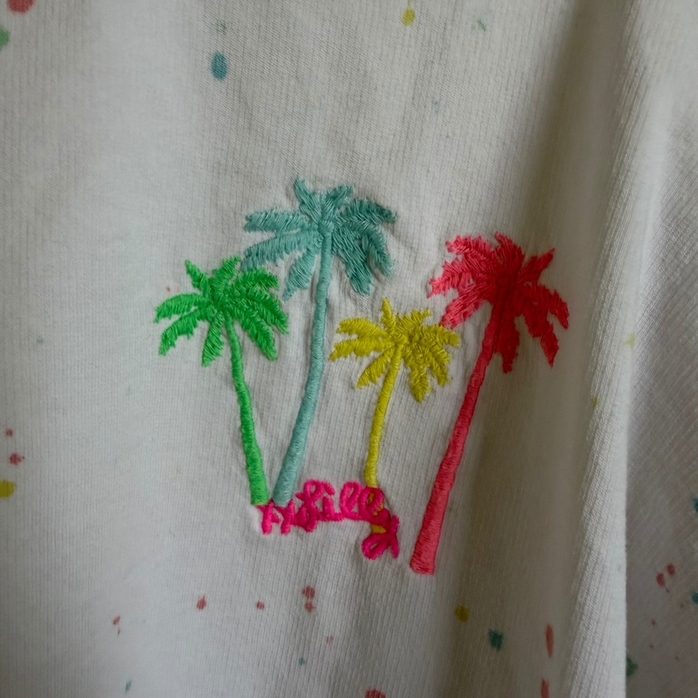Lilly Pulitzer Small White Paint Splatter Palm Tree Sweatshirt Jogger 2 Pc Set - Picture 8 of 11